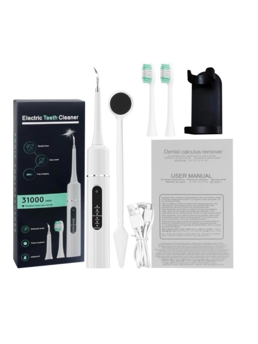 🆕- Electric Toothbrush Cleaning Kit w/Tartar Remover, Water Flosser, USB Charger